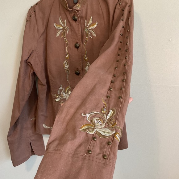 Y2K Vintage beaded embroidered Brown/Tan Jacket - Size Small-Medium - Picture 8 of 9